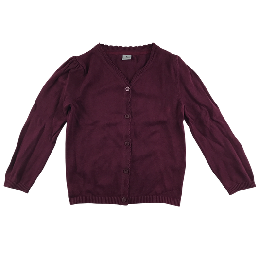 Burgundy girls scallop neck school cardigan