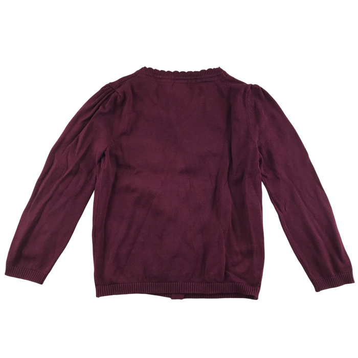 Burgundy girls scallop neck school cardigan