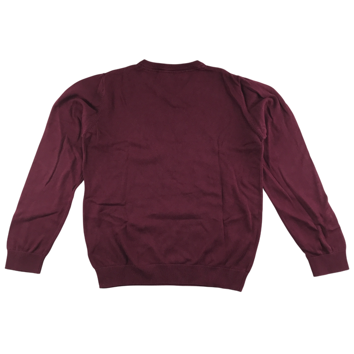 Burgundy unisex v-neck school jumper
