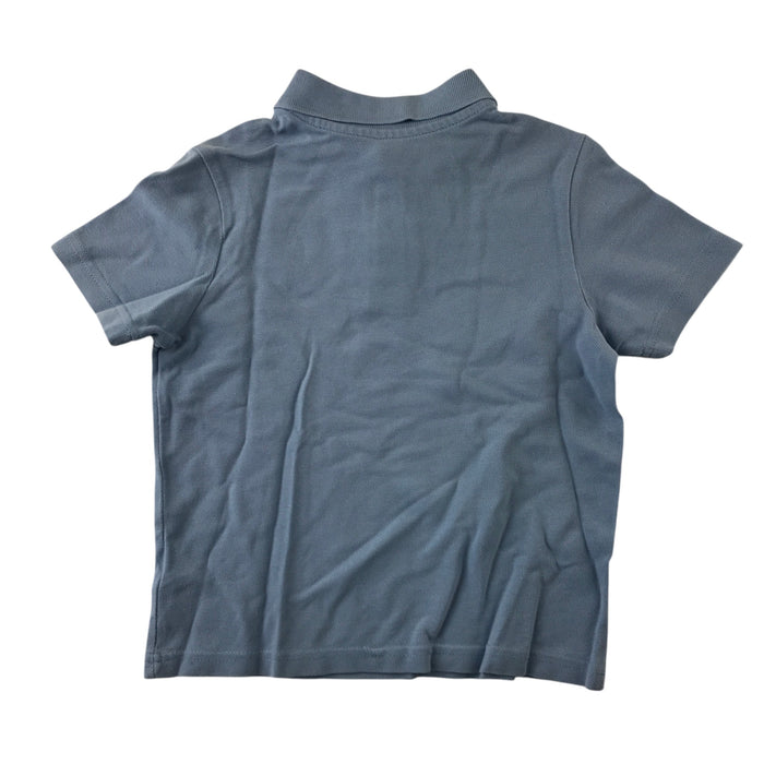 Second-hand Burnside Primary School sky blue polo shirt, flat lay view with embroidered badge.