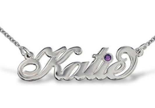 Carrie style name necklace with Swarovski crystal - NATASHAHS