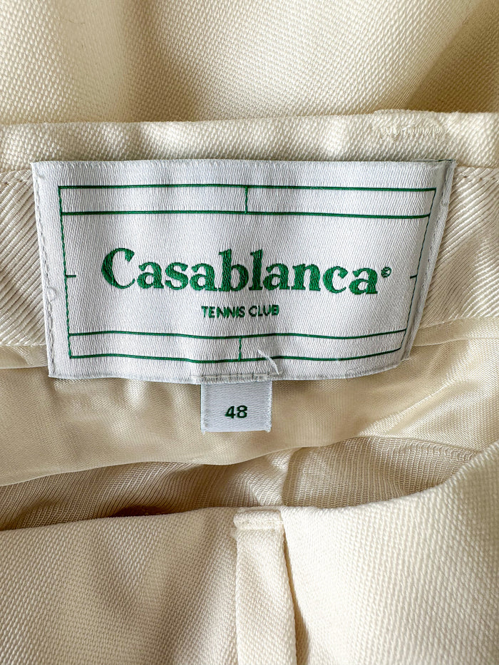 Casablanca White Wool Wide Leg Trousers