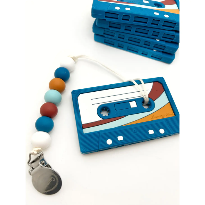 Cassette Tape Teether with Colored Clip