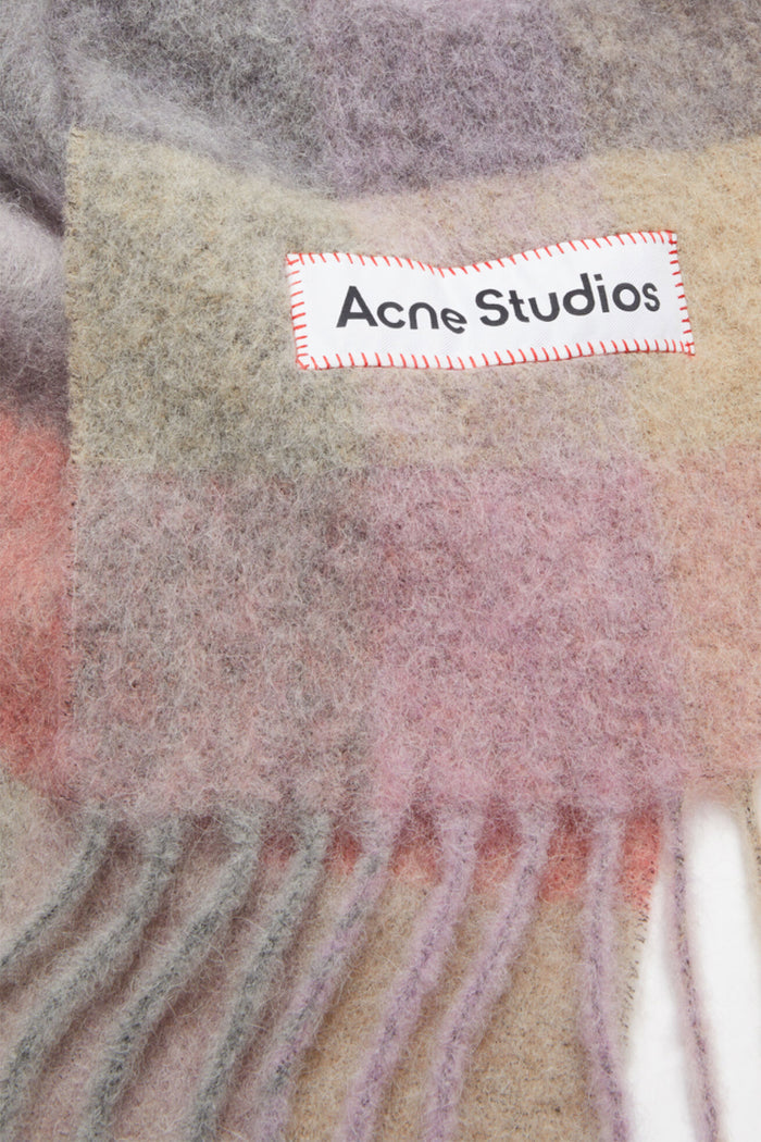 Checked Mohair Scarf Fuchsia/Lilac/Pink