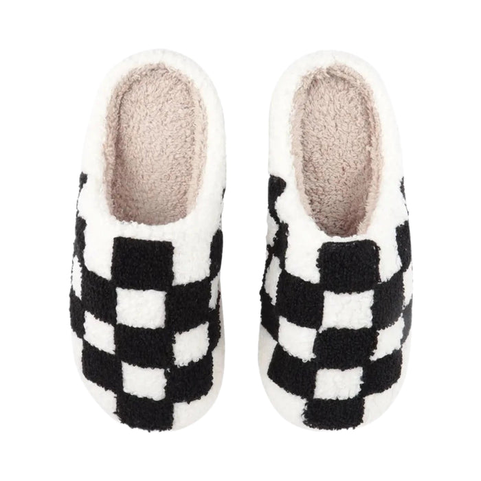 Checkered Slippers Black