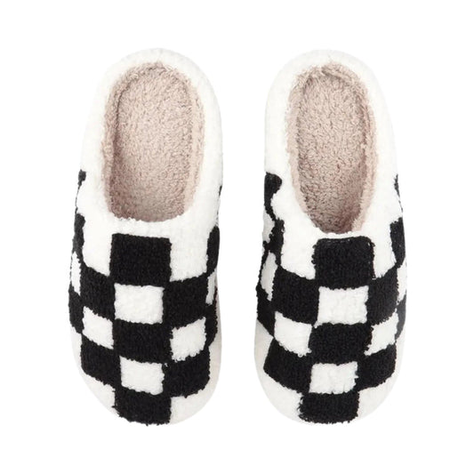 Checkered Slippers Black