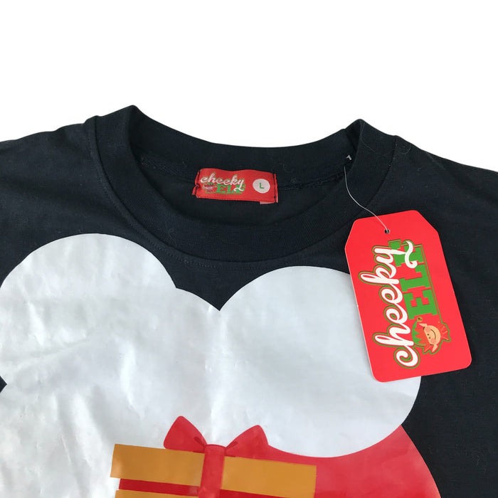 Cheeky Elf festive t-shirt adult size L black Santa Selfie print