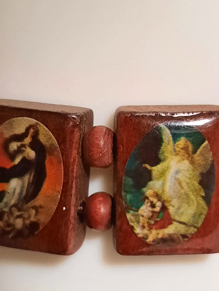 Christianity religious wooden Bracelet with religious pictures hand made barcelet - NATASHAHS