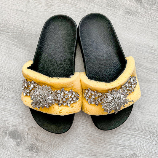 Christopher Kane Sponge Strap Crystal Embellished Slip On Slides Flats - House Of Huntington