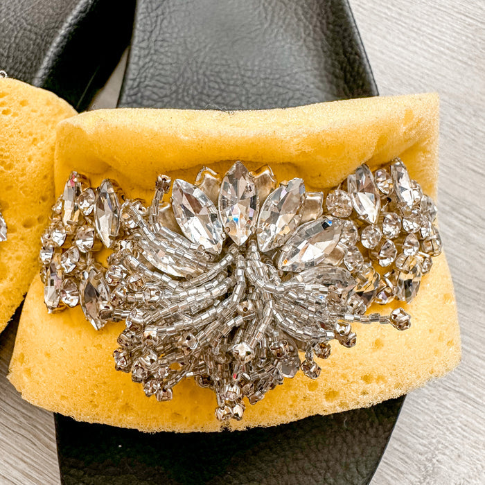 Christopher Kane Sponge Strap Crystal Embellished Slip On Slides Flats - House Of Huntington