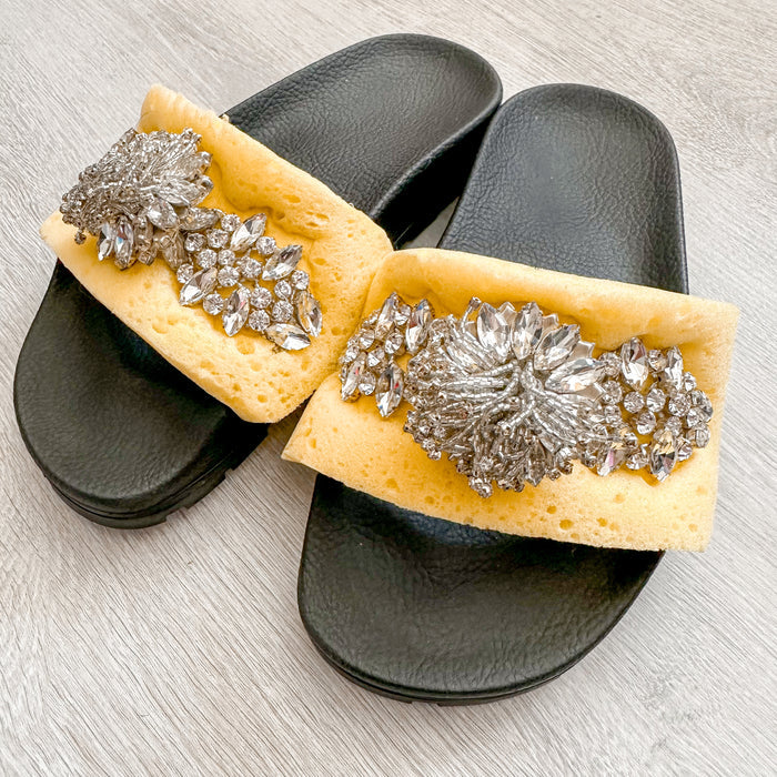 Christopher Kane Sponge Strap Crystal Embellished Slip On Slides Flats - House Of Huntington