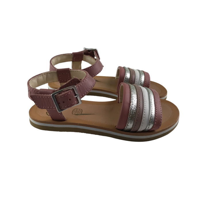 Clarks size UK 10 (jr) red silver strap sandals