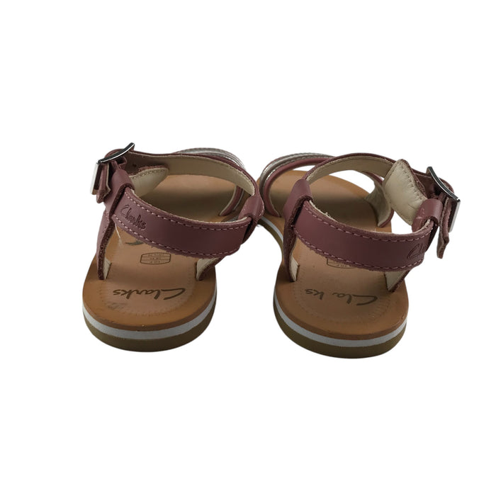 Clarks size UK 10 (jr) red silver strap sandals