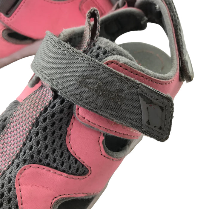 Clarks size UK 11.5 (jr) grey pink strap sandals