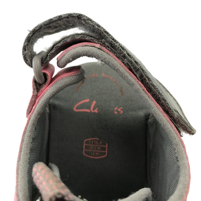 Clarks size UK 11.5 (jr) grey pink strap sandals