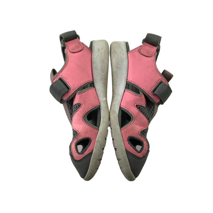 Clarks size UK 11.5 (jr) grey pink strap sandals