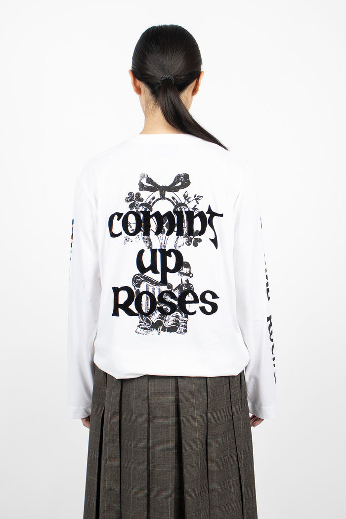 Coming Up Roses Print Long Sleeve T-Shirt White/Black