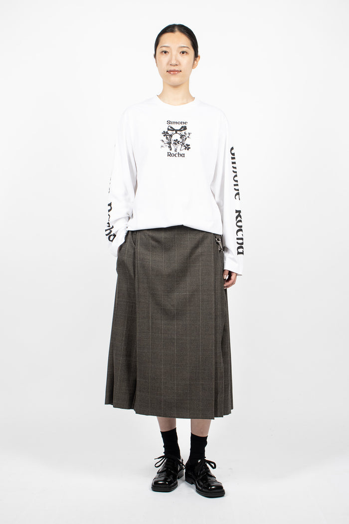 Coming Up Roses Print Long Sleeve T-Shirt White/Black