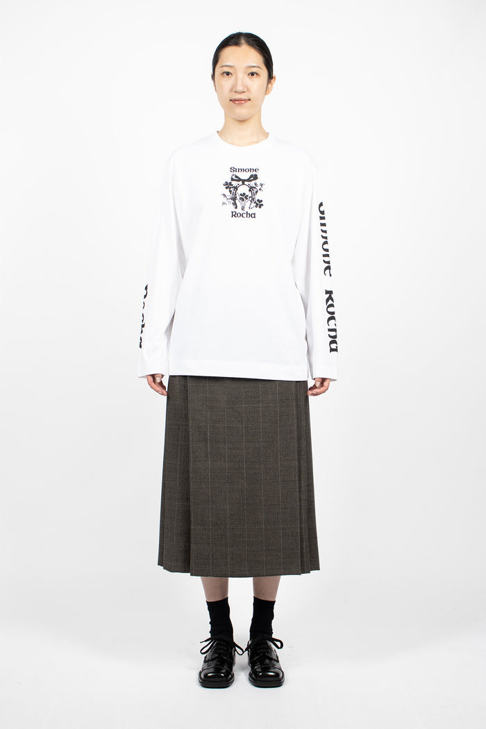 Coming Up Roses Print Long Sleeve T-Shirt White/Black