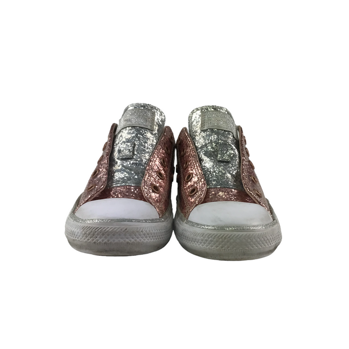 Converse size UK 2 pink sparkly trainers