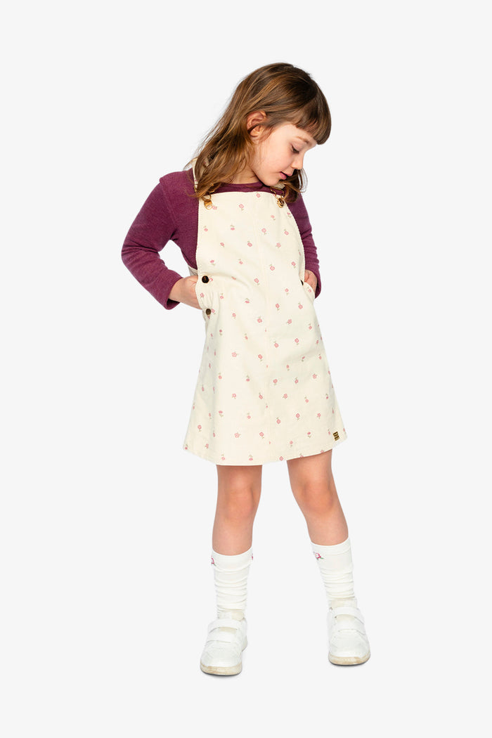 Deux par Deux beige floral corduroy overall dress, lookbook view