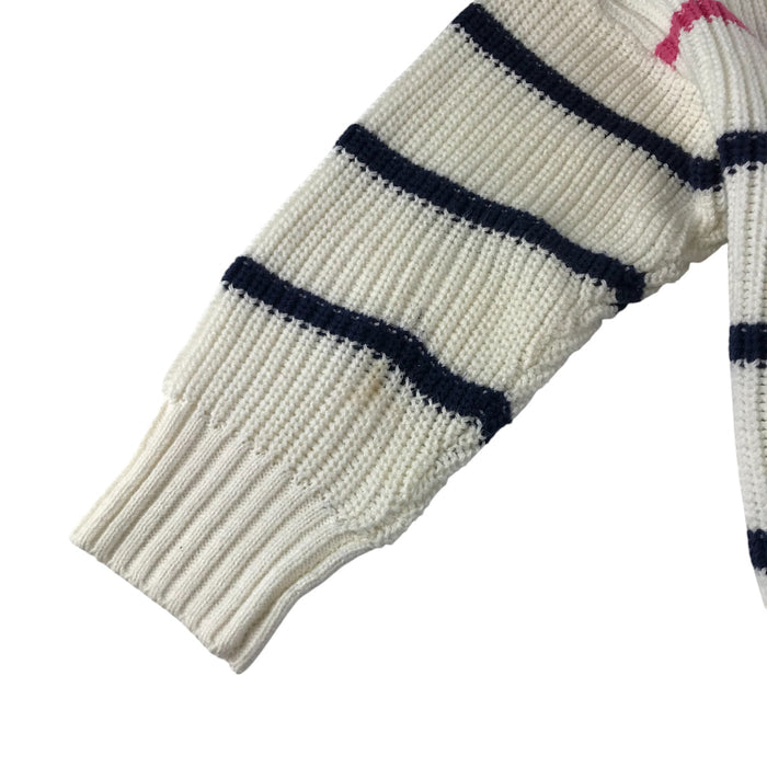 Crew 5-6 years white navy and pink striped jumper