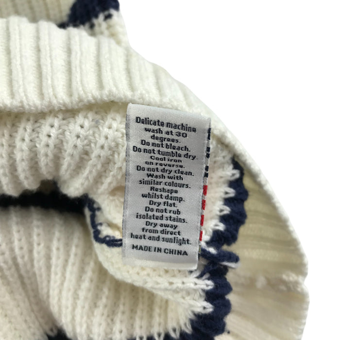 Crew 5-6 years white navy and pink striped jumper