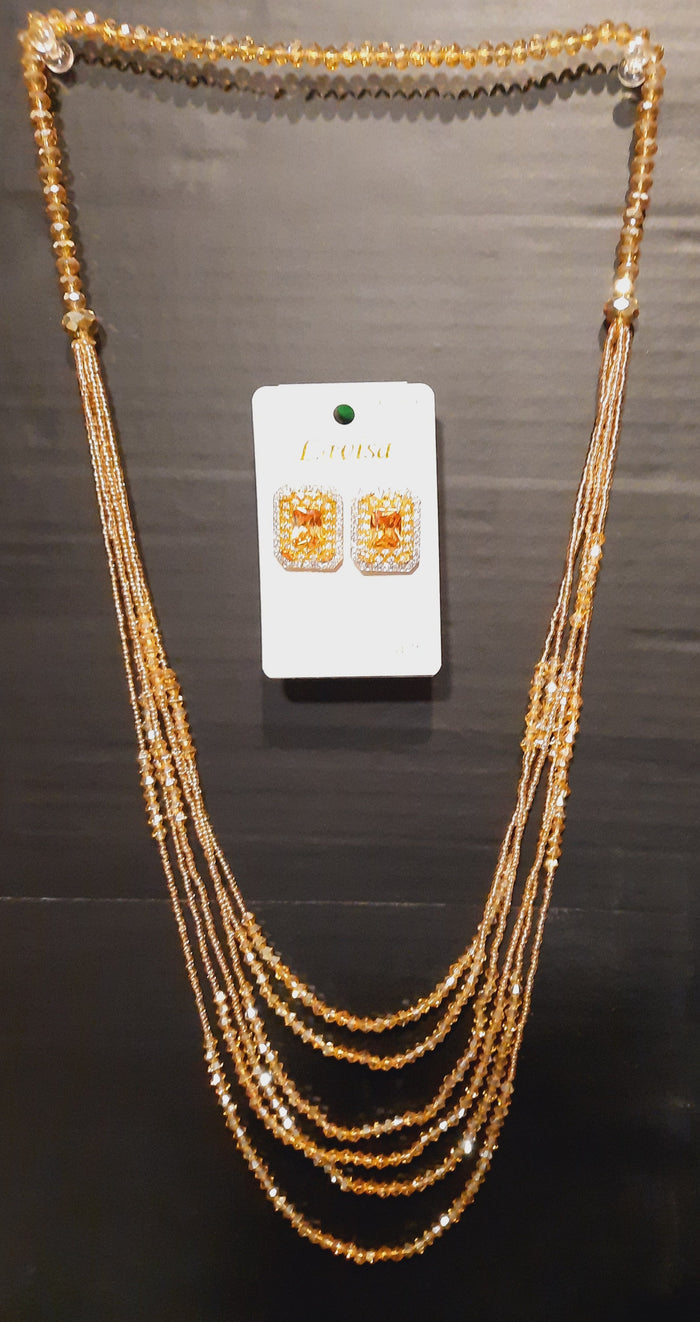 Crystal White stone Gold Plated Elegant Earrings with necklaces - NATASHAHS