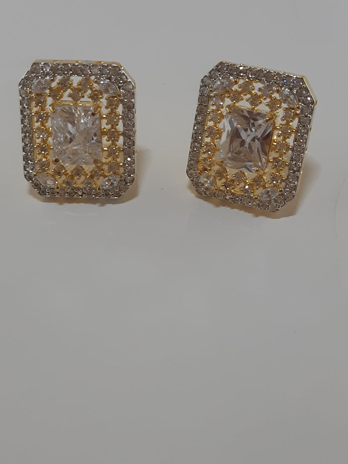 Crystal White stone Gold Plated Elegant Earrings - NATASHAHS