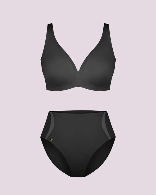 Curve Code™ LYCRA®FitSense™ Wireless V-Neck Bra + Brief