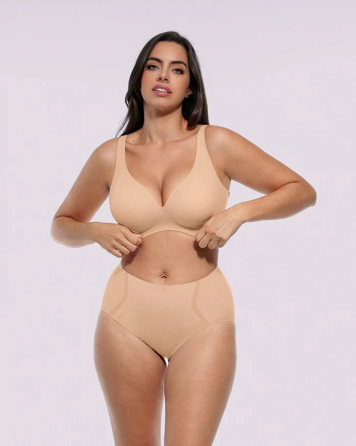 Curve Code™ LYCRA®FitSense™ Wireless V-Neck Bra + Brief