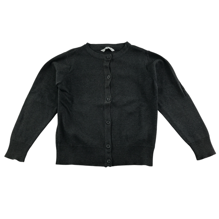 Dark grey crew neck with pockets school cardigan