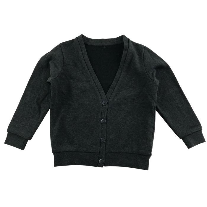 Dark grey girls jersey with pockets school cardigan