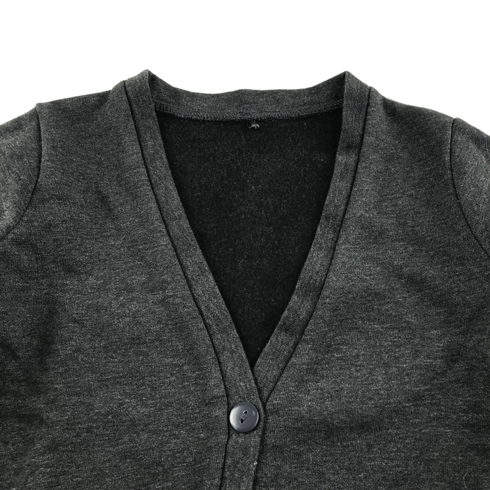 Dark grey girls jersey with pockets school cardigan