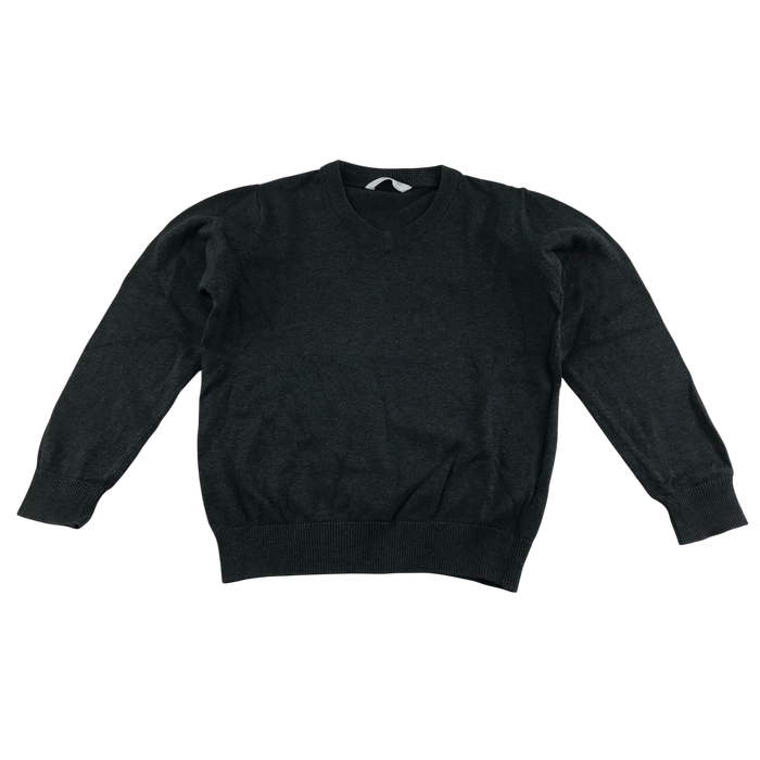 Dark grey unisex v-neck school jumper
