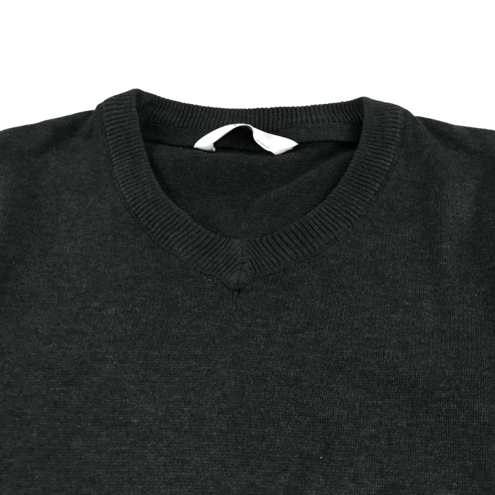 Dark grey unisex v-neck school jumper