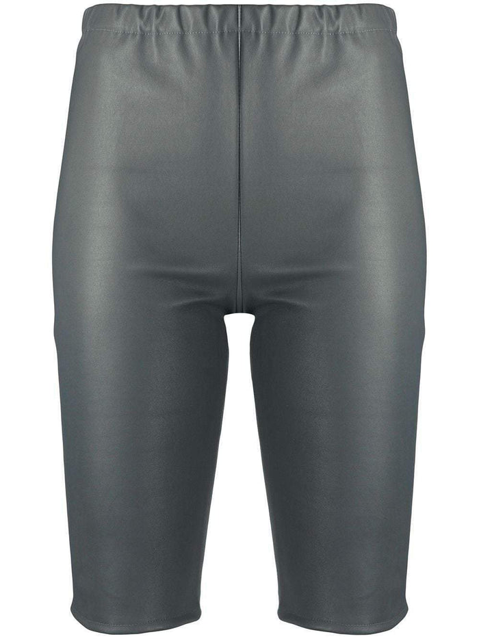 DAVID KOMA Grey Leather Cycling Biker Shorts - House Of Huntington