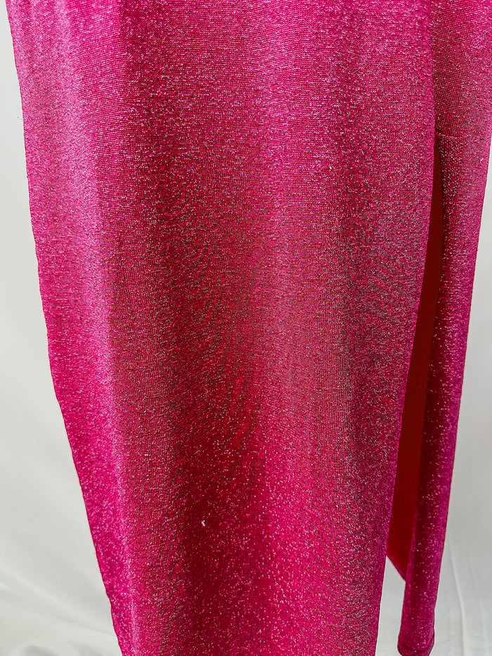 De La Vali Pink Shimmer Halterneck Midi Dress