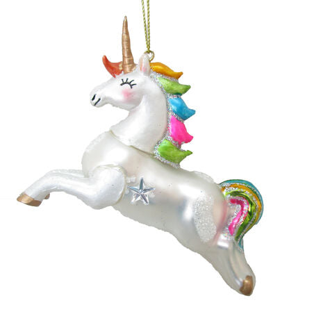 December Diamonds - Rainbow Unicorn Glass Ornament 81350