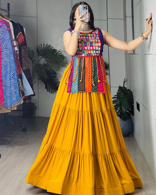 Deep Purple Color Pure Rayon Cotton Navratri Lehenga Choli