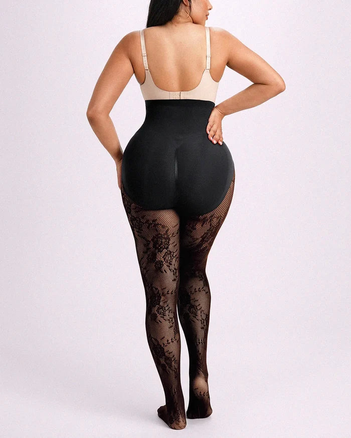 Defineline™ High-Waisted Floral Lace Shaping Tights