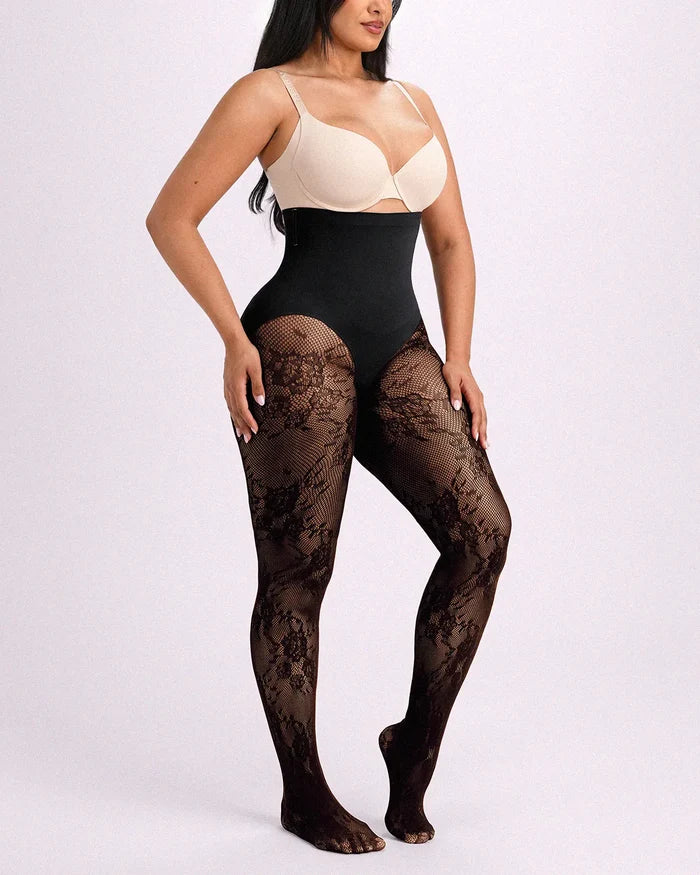 Defineline™ High-Waisted Floral Lace Shaping Tights