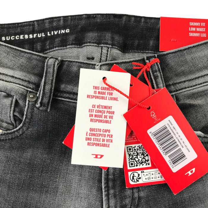Diesel w28 l32 grey stone wash skinny fit low waist stretchy denim jeans