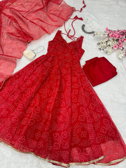Digital Printed Organza Silk Anarkali Suit Set