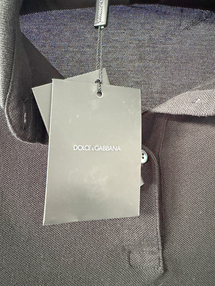 Dolce And Gabbana Black Collared Polo Crop Shirt