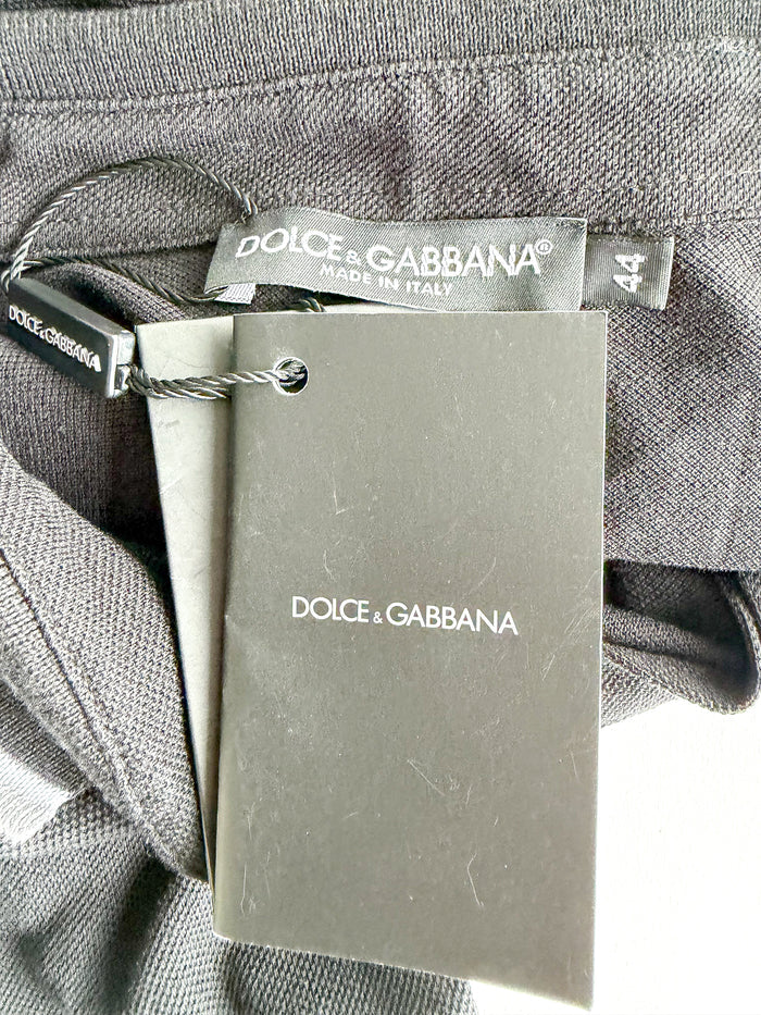Dolce And Gabbana Black Collared Polo Crop Shirt