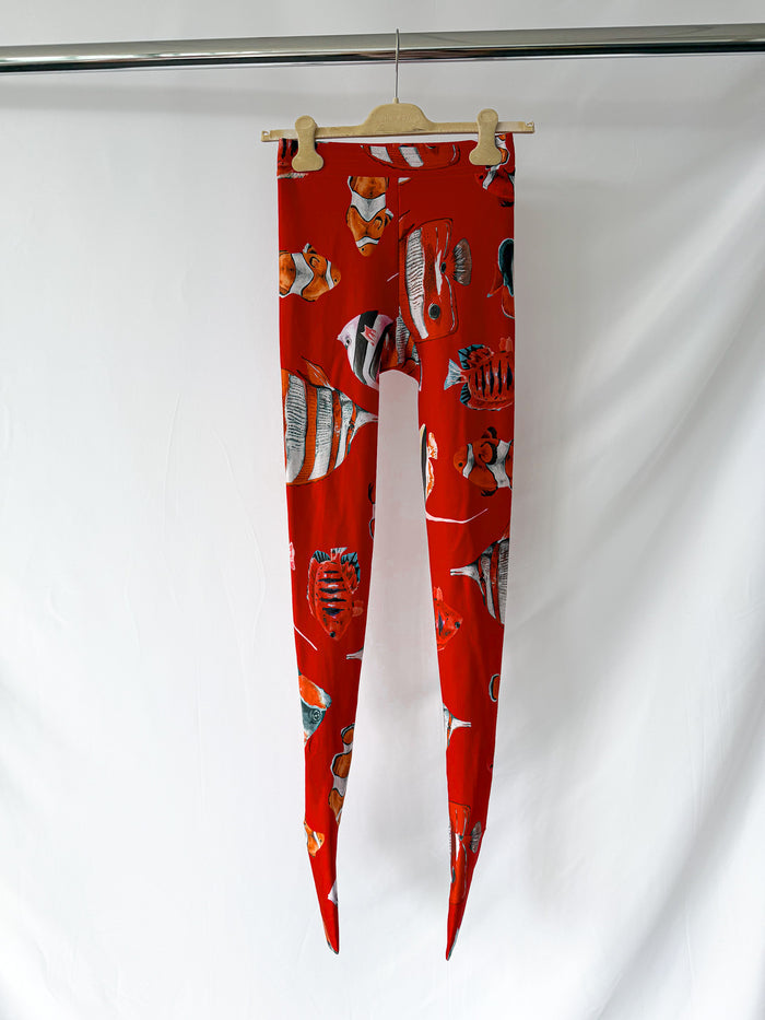 Dolce And Gabbana Fish Print Footed Leggings
