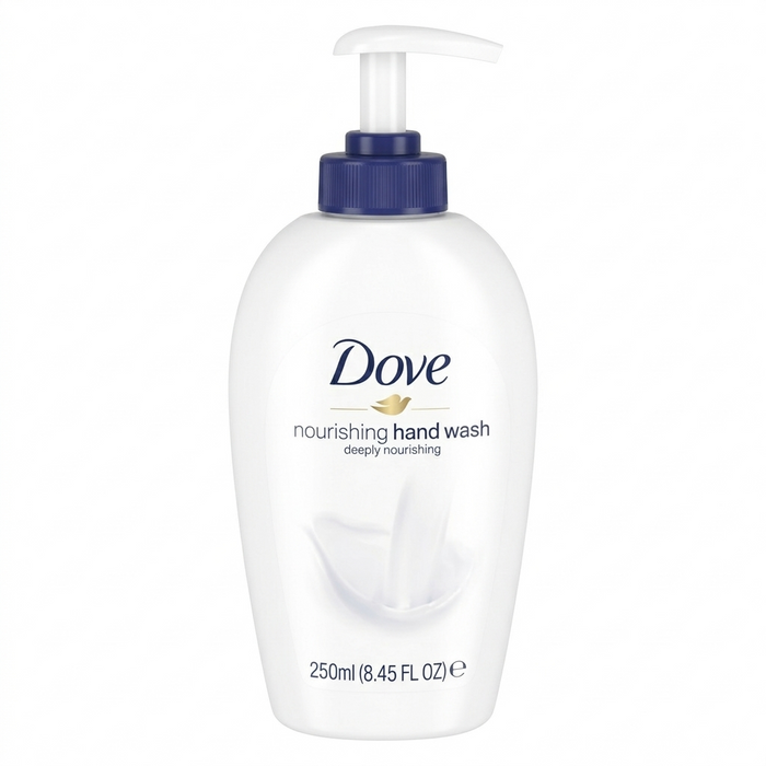 Dove nourishing hand wash bottle on a white background