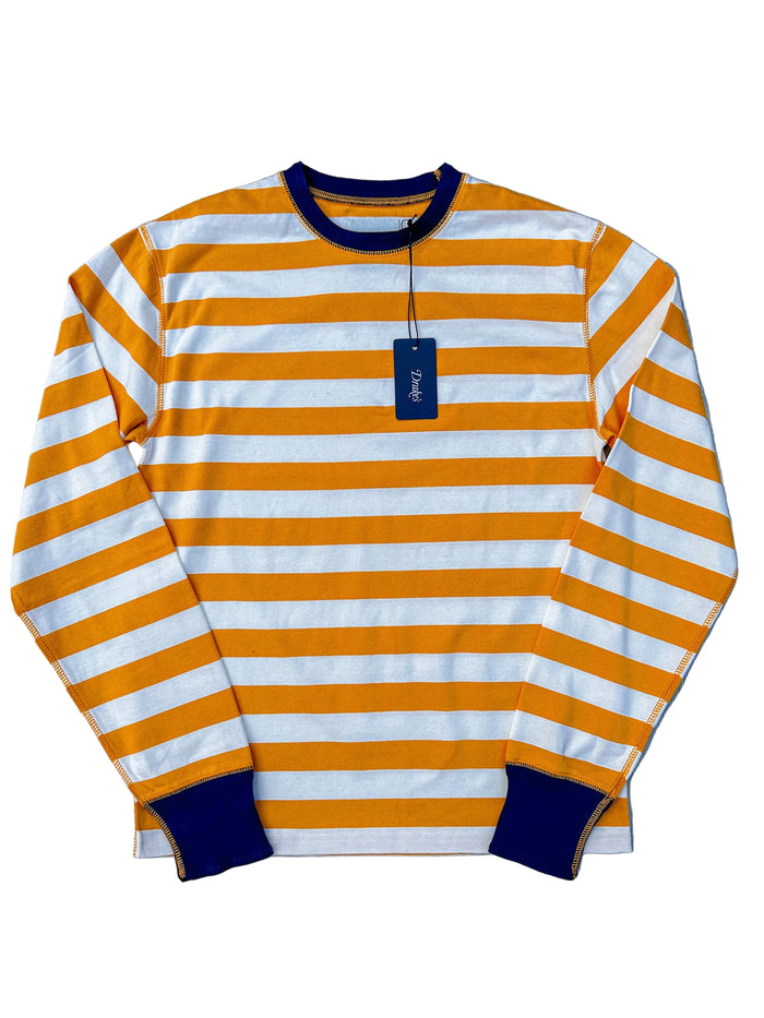 Drake's Mustard Striped Long Sleeve Hiking Tee Shirt - House Of Huntington