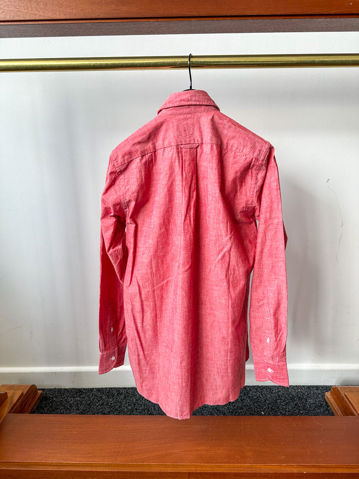 Drake's Red Cotton Double Pocket Long Sleeve Shirt - House Of Huntington